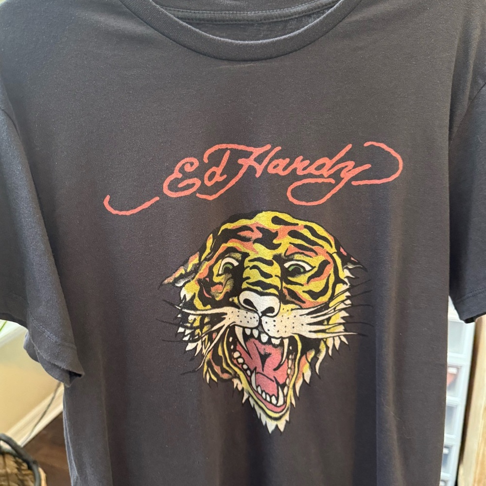 Vintage✨Ed Hardy 1990s Christian Audigier T-shirt Tiger Logo Y2K EUC! Rare Large